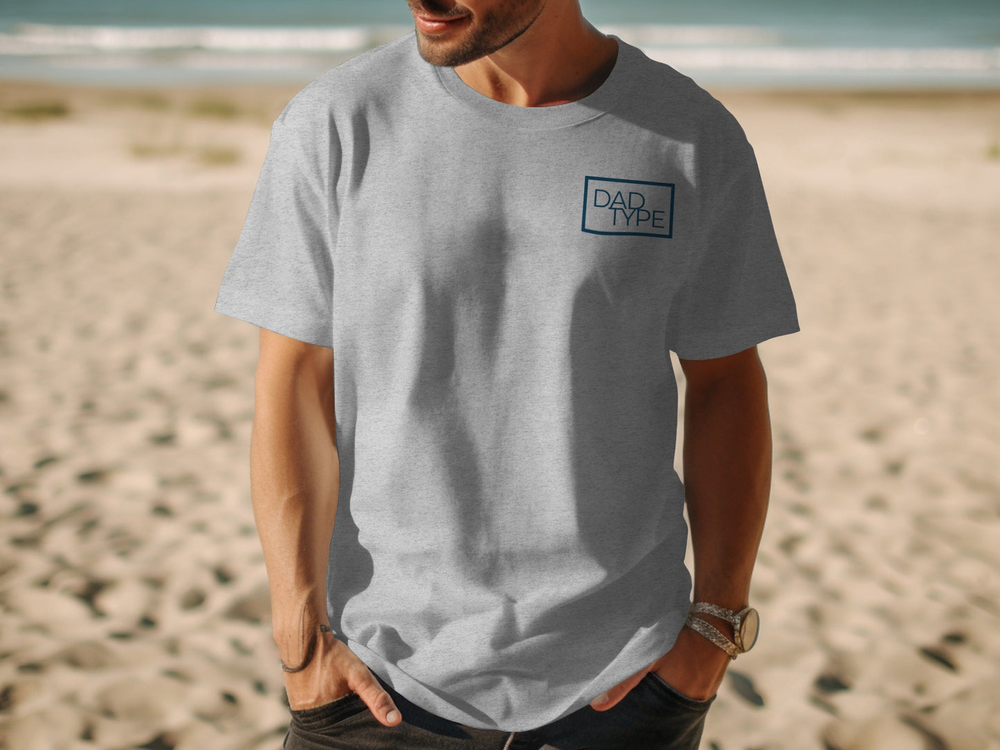 Stylish Beachside Gray Dad Type T-shirt Design